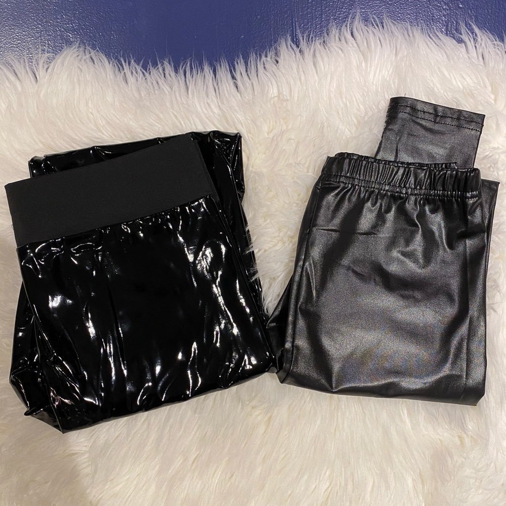 Lot of two leather look leggings XS NWOT